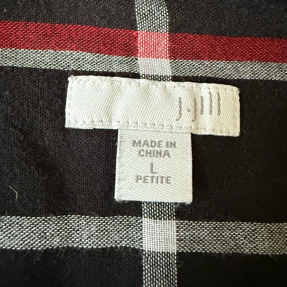 J.Jill Button Up tunic top women’s L Petite red black plaid long sleeve fall - Picture 2 of 11